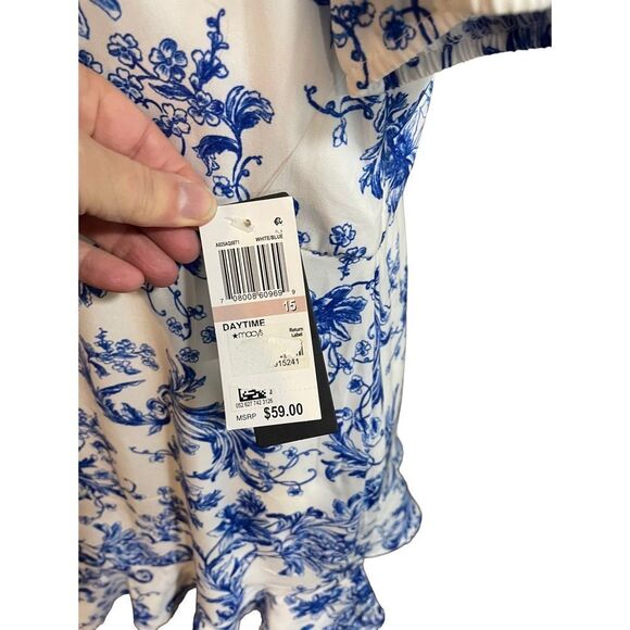 City Studio/Blue White Floral Dress Mermaid Hem/Junior Size 15/NWT $59 - Picture 6 of 7
